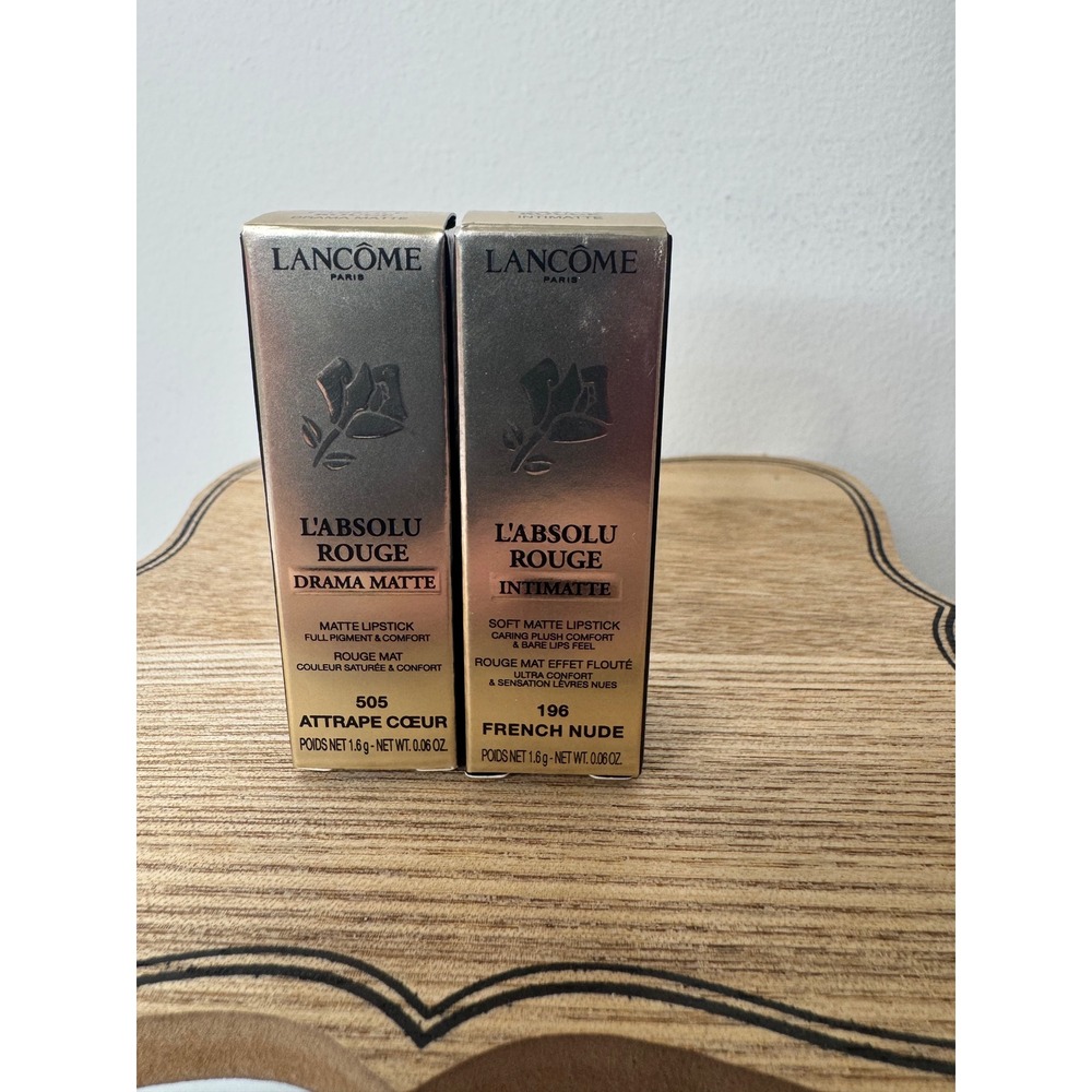 Lancome L'Absolu Rouge Lipstick Duo 505 Attrape Coeur & 196 French Nude Matte